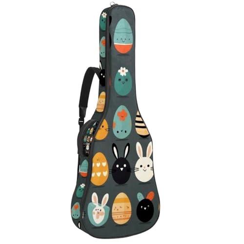 Sac pour guitare acoustique étanche noir motif œuf de Pâques pour modèles 40 à 42 pouces
