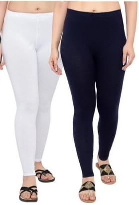 Women's Viscose Comfortable Regular Fit Leggings Combo for Women (Pack of 2) Black White-image-41