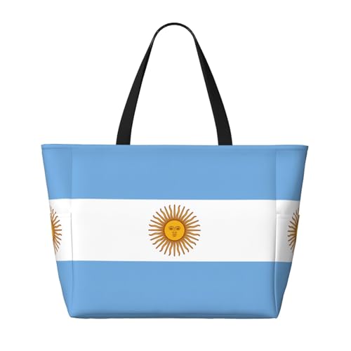 Sac à main décontracté grand format imprimé Argentine, grand cabas chic Noir