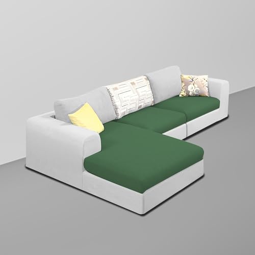 Image of Koza LHS 4 Seater L Shape Sofa Set with Center Table for Living Room (Green Grey Fabric) Premium Fabric Sofa