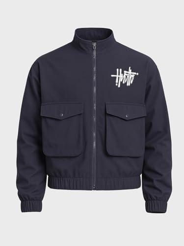 Image of The Indian Garage Co Men Relaxed Fit Long Sleeves Cutaway Collar Graphic Jacket
