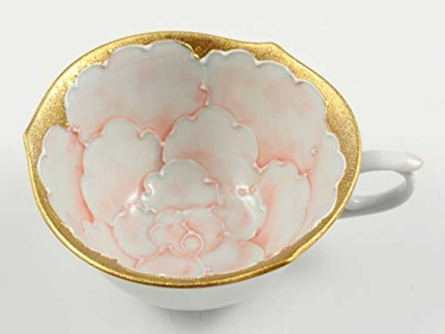 Amazon | 有田焼 文山窯 金ピンク牡丹輪花浅型 コーヒーカップ