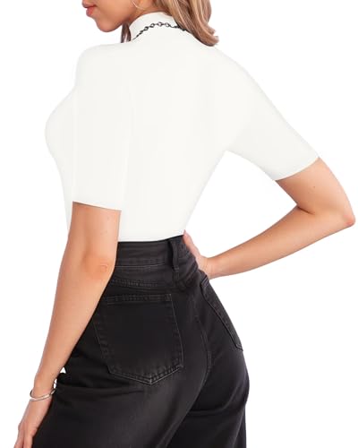 Image of MANGOPOP Women's Mock Turtle Neck Slim Fit 3 /4 Sleeve T-Shirt
