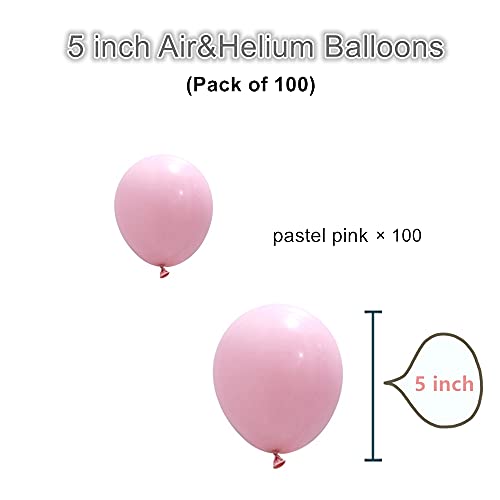 Image of 5 Inch Pastel Pink Balloons - 100 Pcs Mini Macaron Pink Latex Balloons for Birthday, Wedding, Baby Shower Parties