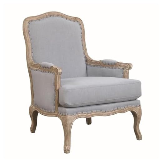 BOWERY HILL Transitional Fabric/Wood Nail Head Trim Accent Chair in Light Blue