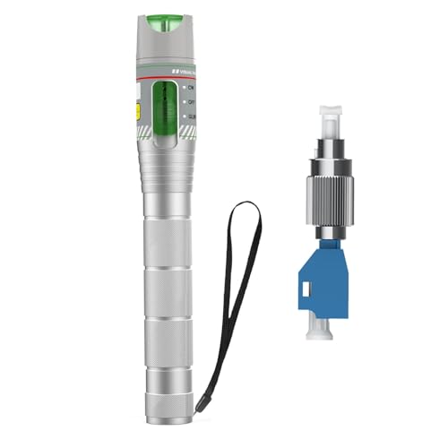 Visual Fault Locator for Fiber Optic Cables, VFL Supports FC/ST/SC/LC Interfaces, Long-Range Fault Finder, Fiber Light Pen Tester, High-Precision OTDR Mapping Tool for FTTH, Telecom