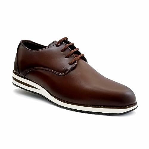 Sapato Masculino Oxford Social Casual Esporte Fino Confortável Macio Amarrar Cadarço (39, MARROM)