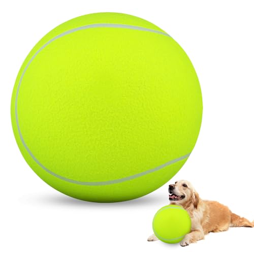 HETOO Big Large Tennis Ball for Dogs: 9.5 Inch Herding Ball for Dogs Large Outdoor Dog Toy for Chase Park Backyard Play Dog Toys Pet Birthday Gift Golden Retriever Gifts Yellow