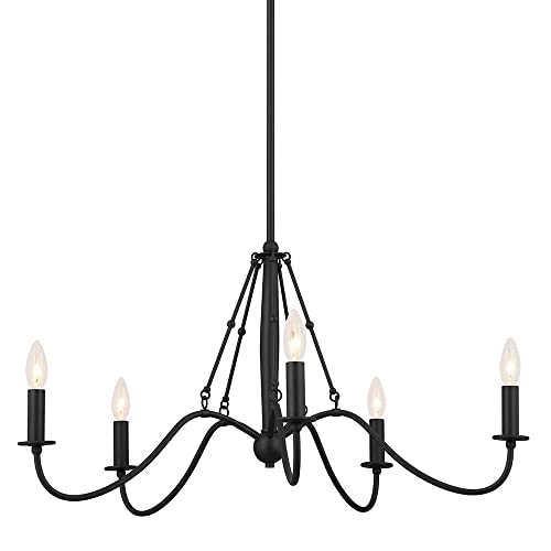 Kichler Freesia 31.2 Inch 5 Light Chandelier in Anvil Iron with White Accents by Kichler - Image 6