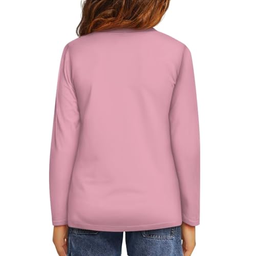 Image of Girls Long Sleeve Shirt with Cute Graphic Casual Pullover Tops 3-16Y