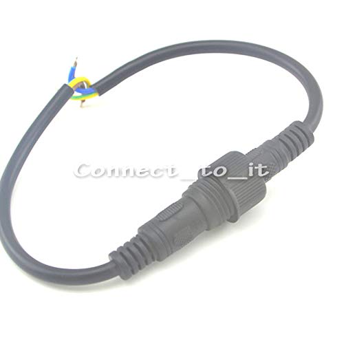 10pcs/lot 3pin Female & Male Plug Waterproof Connector 3x0.75SQMM Led Light Strip Cable + 3 pin Black Waterproof Connector