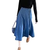 faldas midi tallas grandes Buena producción KGJYVN Faldas de Talla Grande para Mujer 4XL 5XL 6XL   Faldas de Mezclilla Plisadas de Cintura Alta Ocasionales Faldas de Mezclilla Plisadas para niñas Adolescentes Falda Midi