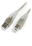StarTech.com 10 ft Transparent USB 2.0 Cable - A to B - USB cable - USB (M) to USB Type B (M) - USB 2.0 - 10 ft - molded - transparent - USB2HAB10T