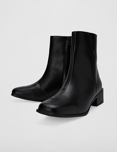 Image of ELLE Women Low Block Heel Mid-Calf Ankle Boots with side Zipper