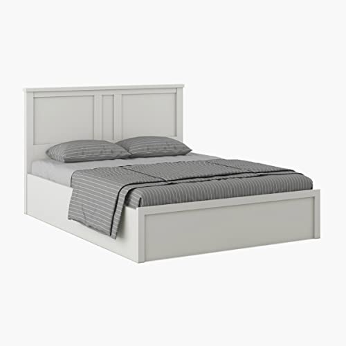 Image of Home Centre | Helios Reynan Aster King Size Bed with Hydraulic Storage | Engineered Wood | White | 1 Year Warranty