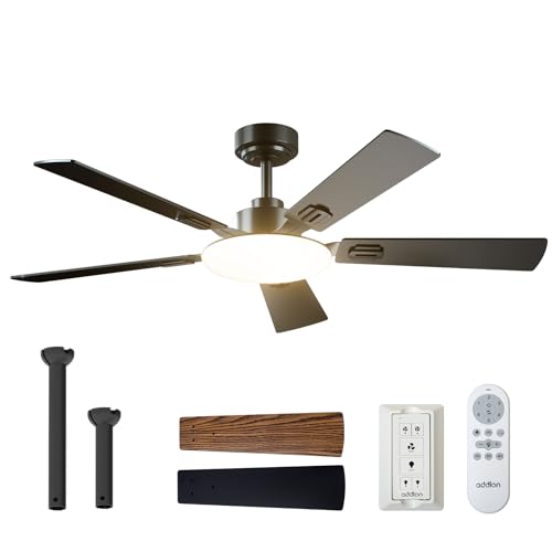 addlon Ceiling Fans with Lights, 52 inch Black Ceiling fan with Light and Remote Control, Reversible, 3CCT, Dimmable, Noiseless, Ceiling Fan for Bedroom, Farmhouse, living room, Indoor/Outdoor Use