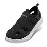 FitVille Sandali Diabetici Uomo Scarpe Ortopediche Larghe Sandalo Comodo per Anziani Fascite Plantare Piedi Gonfi Nero 43 EU Larga