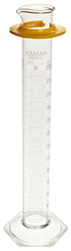 Image of Kimble 20024-250 Glass Class B Single Metric Scale Graduated Cylinder, 250mL Capacity, 10 - 250mL Graduation Interval (Pack of 2)