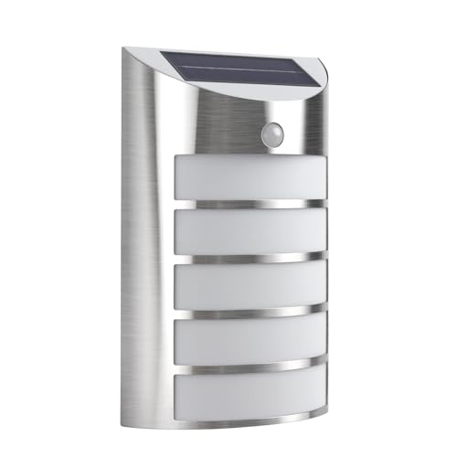 EXTRASTAR Outdoor Wall Lights with Sensor, PIR Lights Outdoor Solar Powered, Stainless Steel IP44 Water Resistant for Front Door Porch Patio Garden Hallway