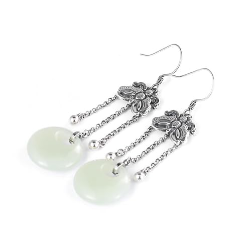 Boucles d'oreilles jade de Hetian pendantes à pampilles pour femme et jeune fille