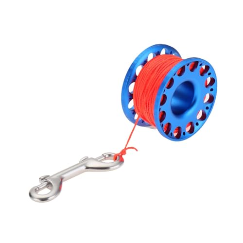Yiju Scuba Diving Reel Snorkeling Finger Spool with Clip Diving Finger Reel with 30M High Visibility Line for Snorkeling Diving, Blue Color Reel