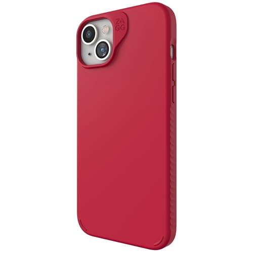 Coque MagSafe iPhone 15 Plus ZAGG Manhattan en silicone rouge durable
