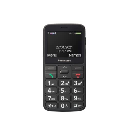 Panasonic KX-TU160EXB Essentials mobiltelefon för seniorer, SOS-nödsamtalsknapp, stora separata knappar, stor skrift och nummervisning, svart