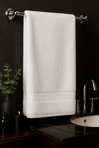 Image of Bombay Dyeing Towel 100% Cotton Tulip Bath Turkish Towel | 450 GSM, Super Soft & Ultra Absorbent | 75cm x 150cm | Hand Washable & Machine Washable (White A)