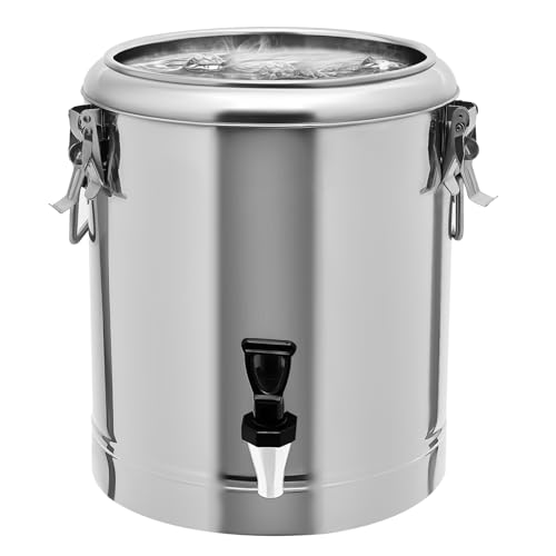 20L Cubo aislado de acero inoxidable con tapa, calentador de alimentos de alta calidad para camping, catering, picnic, calentador de alimentos resistente con efecto aislante largo, portátil y fácil de