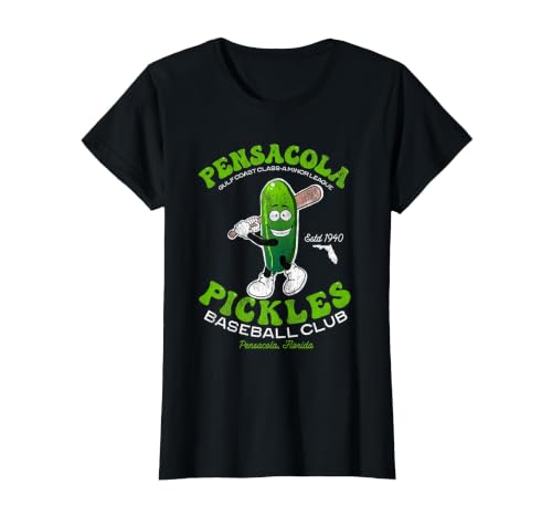 Pensacola Pickles Minor League Retro Baseball Team T-Shirt, Women, Black, Small