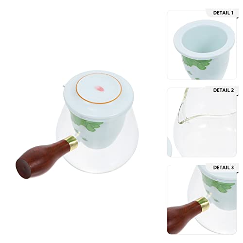Angoily Tetera de Cristal con Filtro de Línea Tetera de Vidrio con Mango de Madera Mercancías del Té Mini- Oficina para… - Imagen 4
