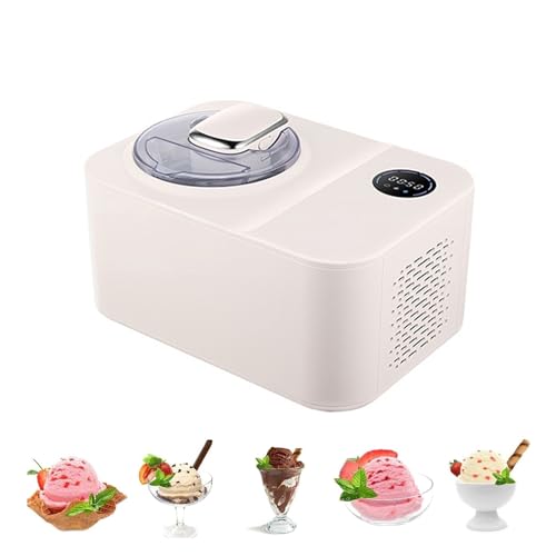 Machine à Crème Glacée avec Compresseur, Machine à Crème Glacée avec écran LCD, Machine à Crème Glacée Maison en Acier Inoxydable de Grande Capacité de 1,2 L, pour Yaourt Glacé, Glace, Sorbet