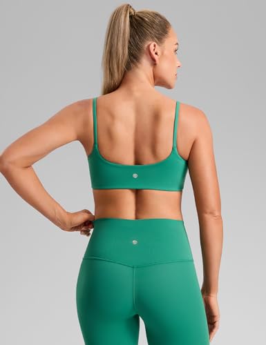 Image of CRZ YOGA Butterbreeze Scoop Neck Sports Bras | Medium Support, Removable Pads, Training, Fast Dry, Spaghetti Straps, U Back, for Women