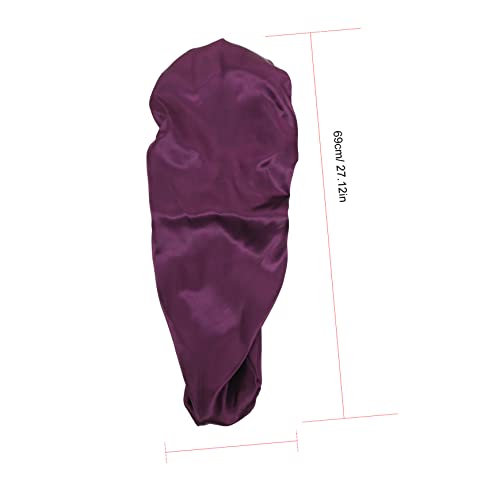 Bonnet de satin long Mobestech pour femmes avec large bande élastique extensible pourpre