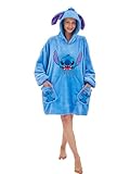 NEWCOSPLAY Wearable Blanket Hoodie Plush Cozy Oversized Sweatshirt with Pocket for Adult (Stitch, Adult)