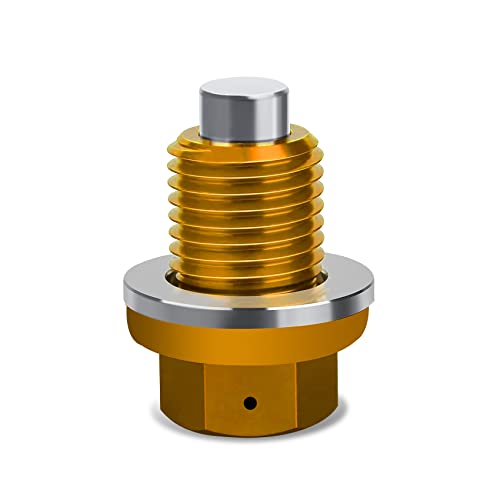 M14 X 1.5 Magnetic Oil Drain Plug, Aluminum Oil Drain Plug Sump Drain Nut Bolt With Gaskets, Fits For Honda Ford Jeep Gm Mazda Kia Audi And More Vehicles (Gold, M14 X 1.5) #TOP15