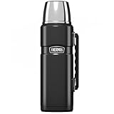 Thermos - Stainless King Gun Metal Travel Flask (1.2L) Premium Leak Proof Insulated Tea & Coffee Flask for Hot & Cold Drinks, Built-in Cup, Twist-Pour Stopper, BPA-Free, Durable Steel