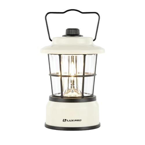 LUXPRO LP1535 Linterna LED retro de 265 lúmenes, linterna de emergencia a batería, lámpara LED para cortes de energía, kit de emergencia o paquete de supervivencia, color beige