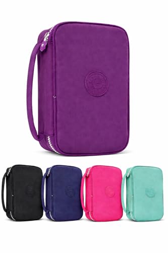 Estojo escolar grande para 100 lapis em Nylon com 25 elasticos (Roxo)