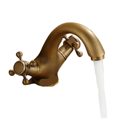 Robinet antique en laiton massif YT-5021 double poignée bronze pour vasque chic - 5