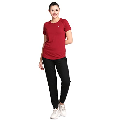 Image of Lavos Women's Regular Fit T-Shirt with Half Sleeve Round Neck, Bamboo & Cotton Gym, Yoga and Sports Wear for Women