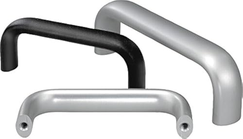 Image of Kipp 06920-1200108 Aluminum Oval Pull Handle with M8 Internal Thread, Black Powder-Coated Finish, 120 mm Length, Metric, 55 mm Height