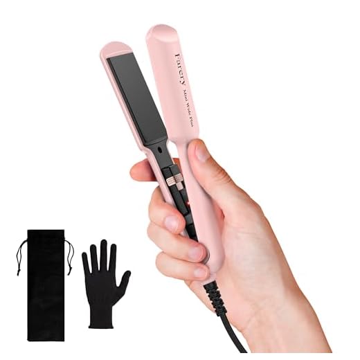FARERY Mini Flat Iron, 1.5 Inch Wider Plate, Ceramic Mini Hair Straightener for Short to Medium Hair, Portable Hair Straightener with Dual Voltage and Storage Bag