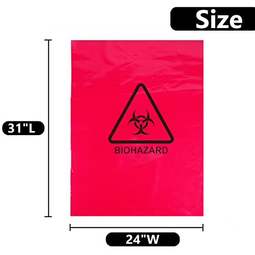 Biohazard Waste Bags - Disposable Safety Bag, Autoclavable, Puncture Resistant, 20 Gal Capacity, 1.77 mil, 45 mircon, 24"x 31" (30 PCS)