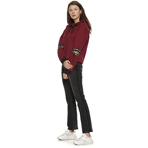 Image of Campus Sutra Cotton Women High Neck Sweatshirt