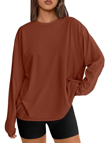 Trendy Queen Womens Oversized Long Sleeve T Shirts 2025 Basic Crewneck Tee Fall Tops Casual Workout Y2K Clothes