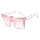SKFGNX Vintage Oversized Square One Piece Damen-Sonnenbrille mit Nagelverspiegelung, hellrosa