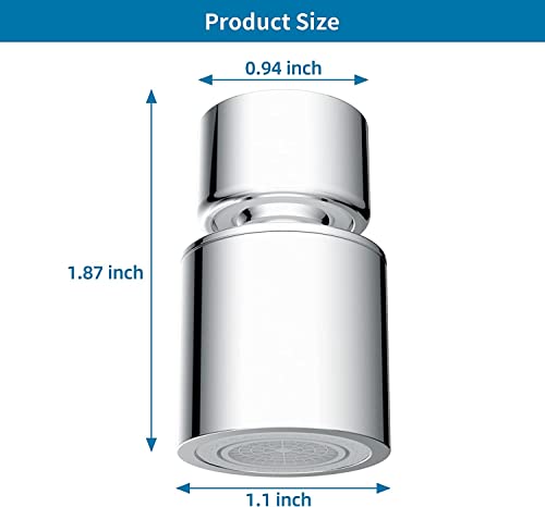 Hibbent FA23F-C Nsf Certified Faucet Aerator, Cupc Certification 360° Twist Kitchen Sink Aerator, Dual-Function 2 Flow Big Angle Sink Sprayer Attachment, Faucet Replacement Part 55/64'' Female Thread thumb #4