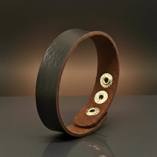 Image of THE MEN THING BLAZEFIT STRAP - 18mm Genuine Leather Bracelet with Stainless Steel Stud Button Closure for Men & Boys (6.6 /7.1 /7.6 inch)