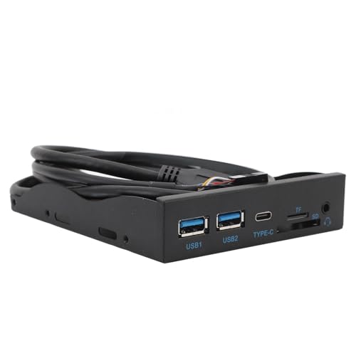 Hub de Panneau Avant de 3,5 Pouces, Hub USB Interne en Métal à 6 Ports, 2xUSB 3.0, USB C, 3,5 Mm, Lecteur de Carte Interne SD/TF, Panneau de Lecteur de...